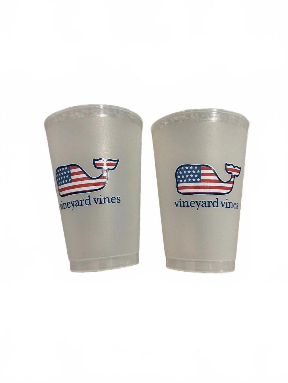 Vineyard Vines Clear Patriotic Whale Cups Pack of 2